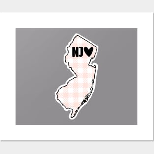 USA States: New Jersey (pink plaid) Posters and Art